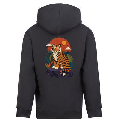 Tiger at Dusk Kids' Hoodie - Felt & Fauna Solid Charcoal colour variant image