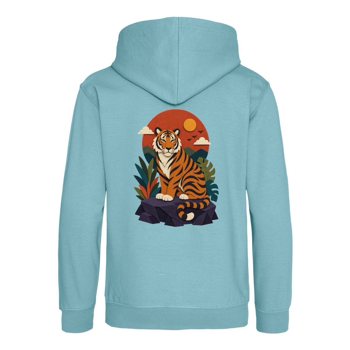 Tiger at Dusk Kids' Hoodie - Felt & Fauna Seafoam colour variant image