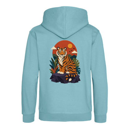 Tiger at Dusk Kids' Hoodie - Felt & Fauna Seafoam colour variant image