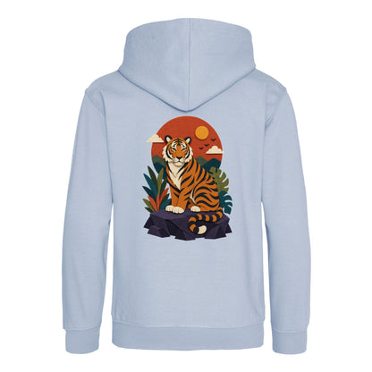 Tiger at Dusk Kids' Hoodie - Felt & Fauna Sky Blue colour variant image