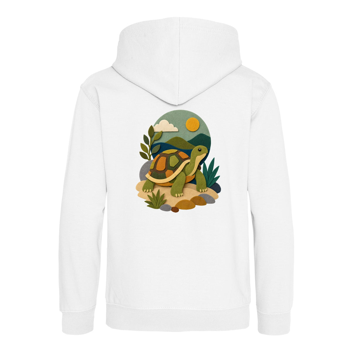 Tortoise on the Trail Kids' Hoodie - Felt & Fauna Arctic White colour variant image