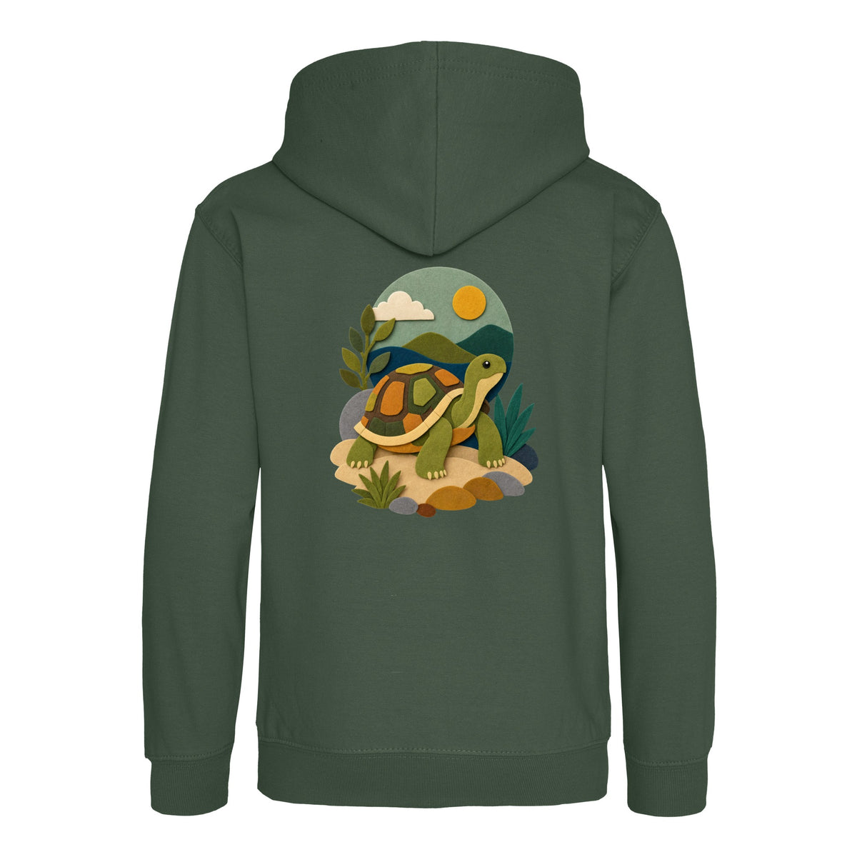 Tortoise on the Trail Kids' Hoodie - Felt & Fauna Bottle Green colour variant image