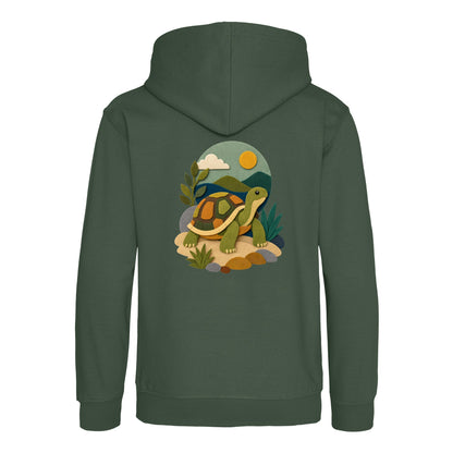 Tortoise on the Trail Kids' Hoodie - Felt & Fauna Bottle Green colour variant image