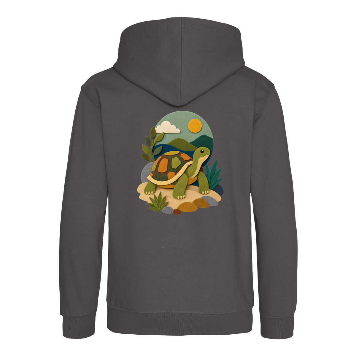 Tortoise on the Trail Kids' Hoodie - Felt & Fauna Charcoal colour variant image