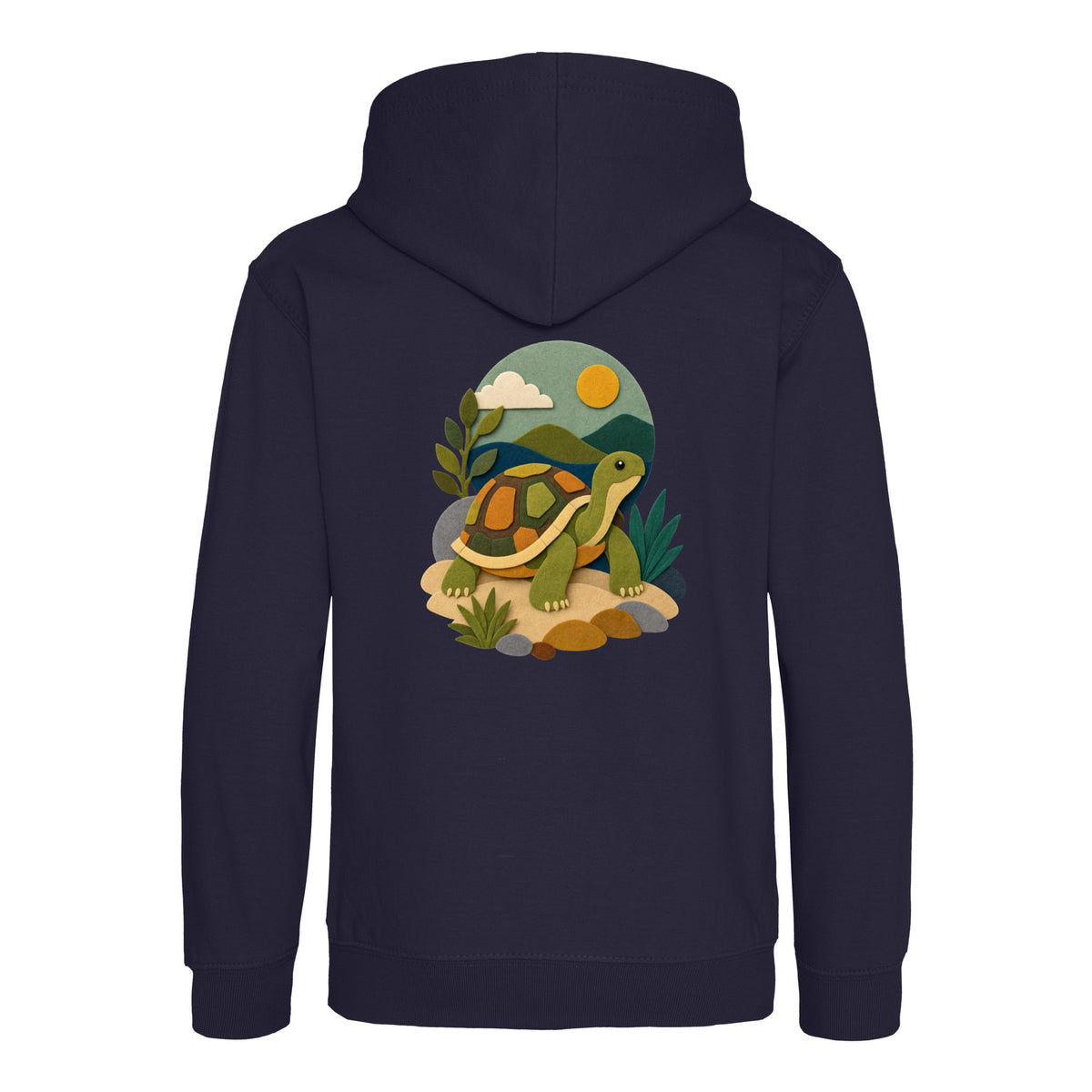 Tortoise on the Trail Kids' Hoodie - Felt & Fauna French Navy colour variant image