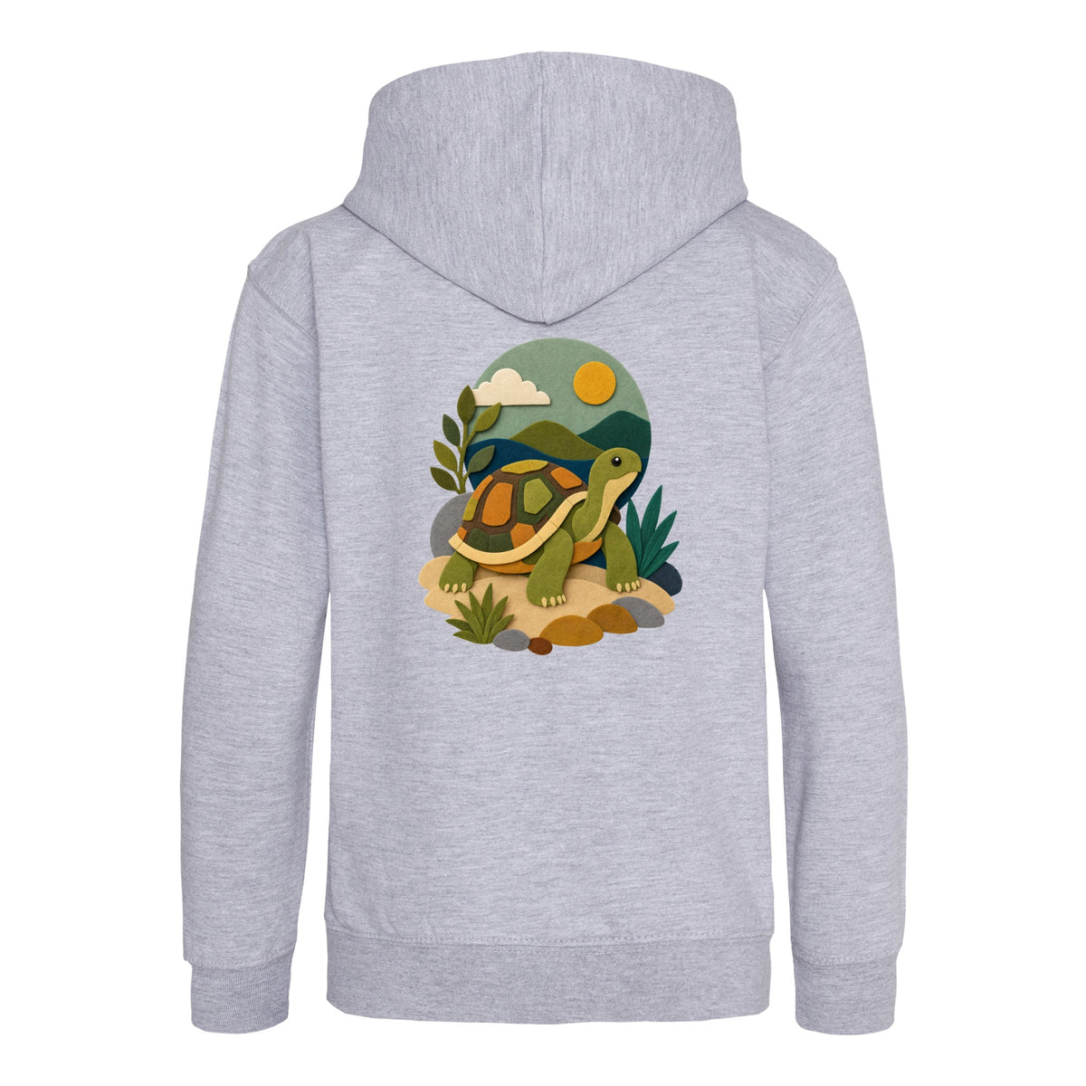 Tortoise on the Trail Kids' Hoodie - Felt & Fauna Heather Grey colour variant image