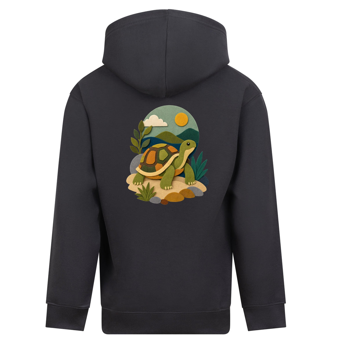 Tortoise on the Trail Kids' Hoodie - Felt & Fauna Solid Charcoal colour variant image
