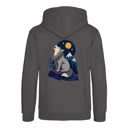 Wolf Beneath the Moon Kids' Hoodie - Felt & Fauna Charcoal colour variant image