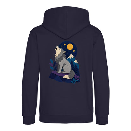 Wolf Beneath the Moon Kids' Hoodie - Felt & Fauna French Navy colour variant image