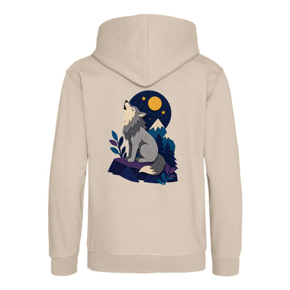 Wolf Beneath the Moon Kids' Hoodie - Felt & Fauna Natural Stone colour variant image