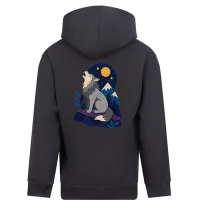 Wolf Beneath the Moon Kids' Hoodie - Felt & Fauna Solid Charcoal colour variant image