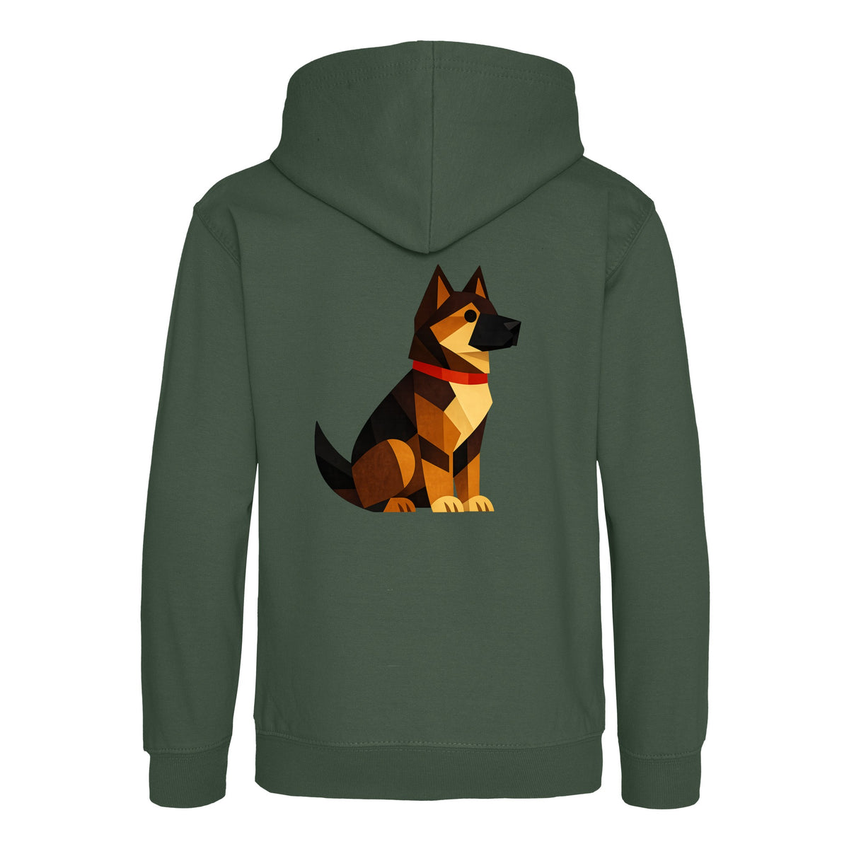Watchful German Shepherd Kids' Hoodie - Prism Kingdom Bottle Green colour variant image