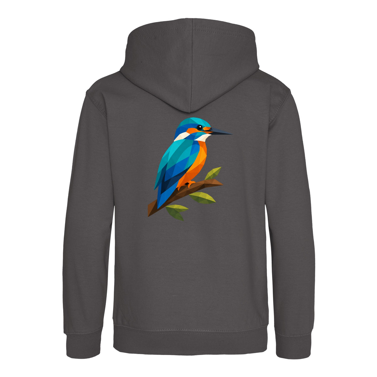 Kingfisher Among Reeds Kids' Hoodie - Prism Kingdom Charcoal colour variant image