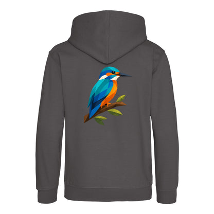 Kingfisher Among Reeds Kids' Hoodie - Prism Kingdom Charcoal colour variant image