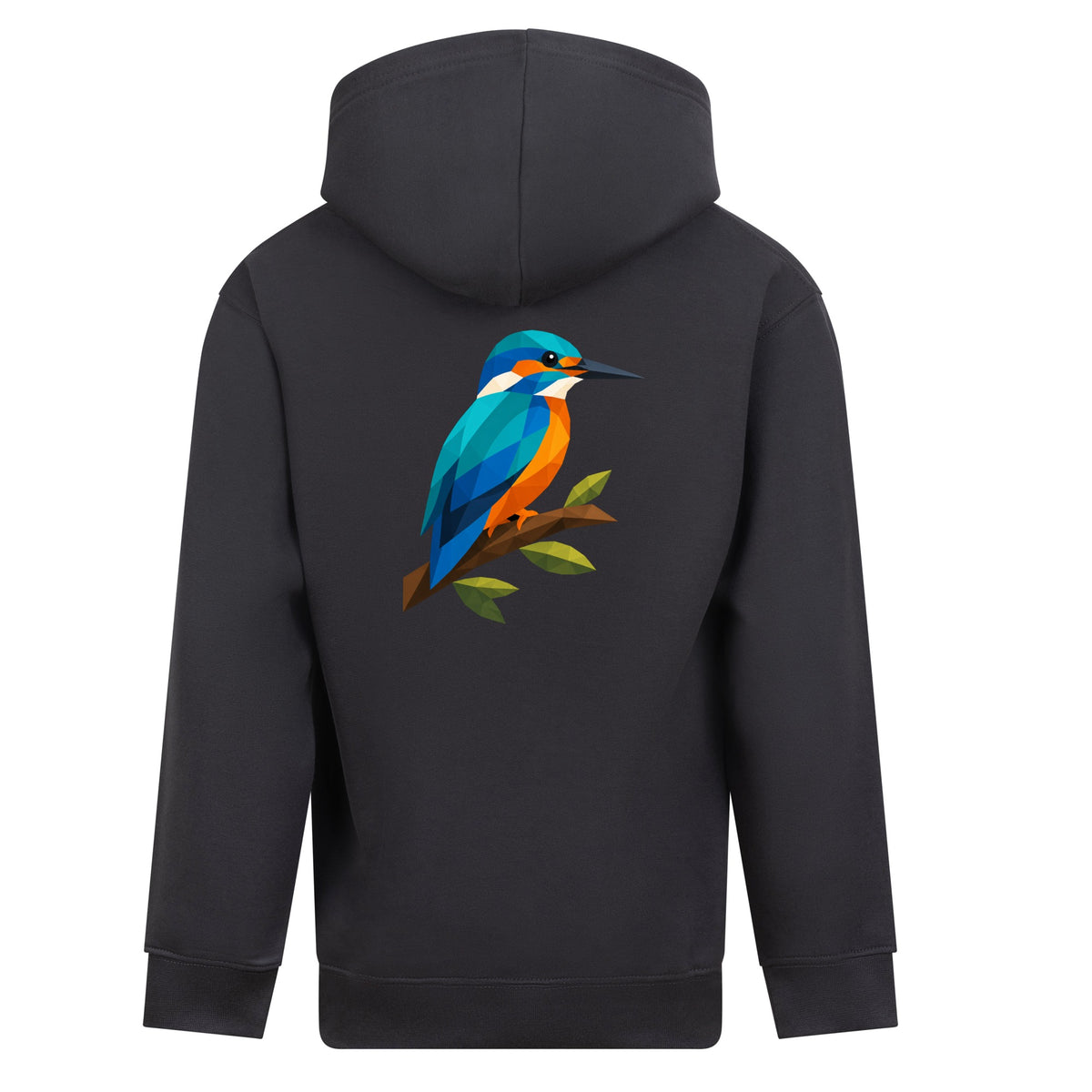 Kingfisher Among Reeds Kids' Hoodie - Prism Kingdom Solid Charcoal colour variant image