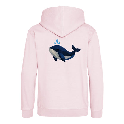 Whale in Blue Kids' Hoodie - Prism Kingdom Baby Pink colour variant image