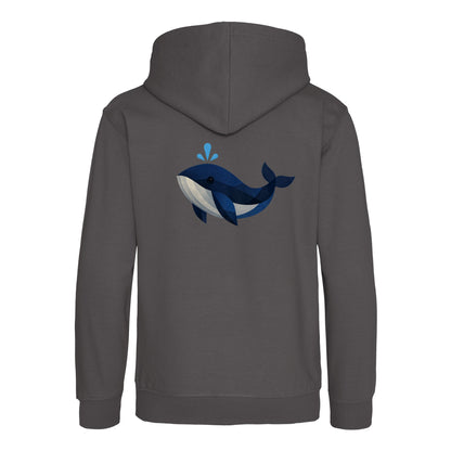 Whale in Blue Kids' Hoodie - Prism Kingdom Charcoal colour variant image
