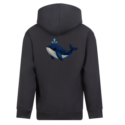 Whale in Blue Kids' Hoodie - Prism Kingdom Solid Charcoal colour variant image