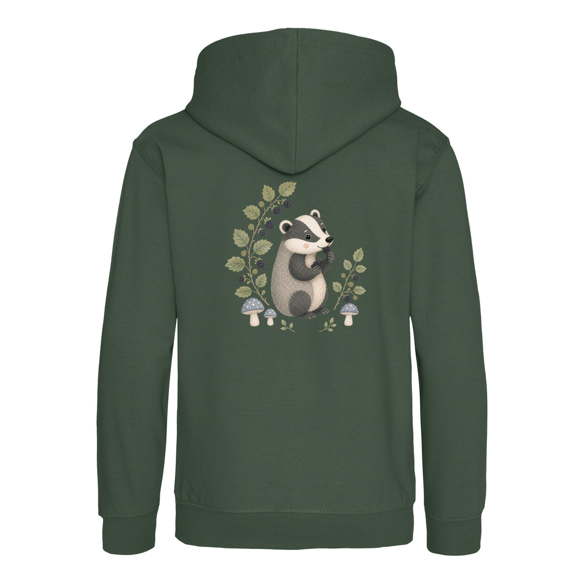 Badger's Blackberry Kids' Hoodie - Once Upon a Woodland Bottle Green colour variant image