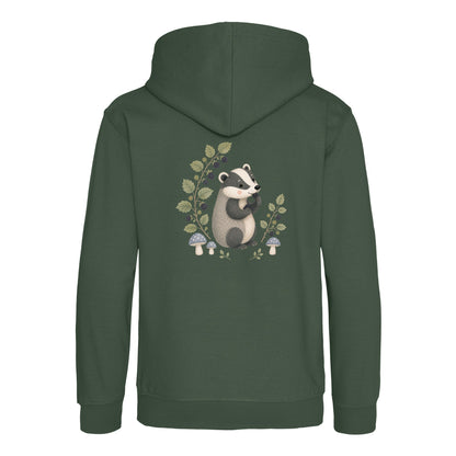 Badger's Blackberry Kids' Hoodie - Once Upon a Woodland Bottle Green colour variant image