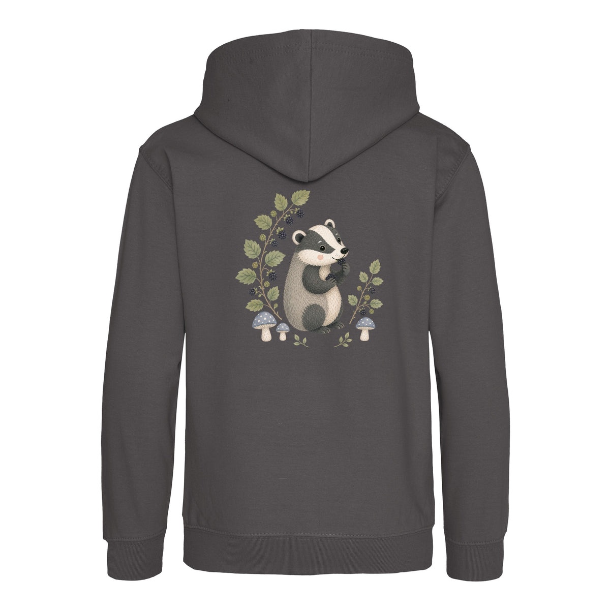 Badger's Blackberry Kids' Hoodie - Once Upon a Woodland Charcoal colour variant image