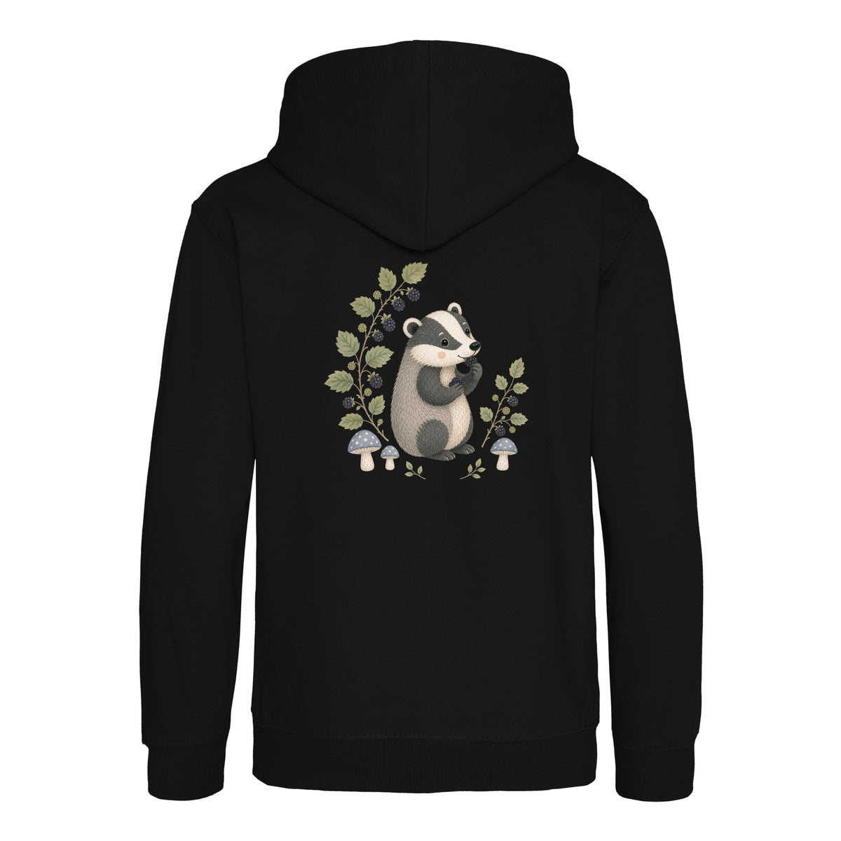 Badger's Blackberry Kids' Hoodie - Once Upon a Woodland Deep Black colour variant image