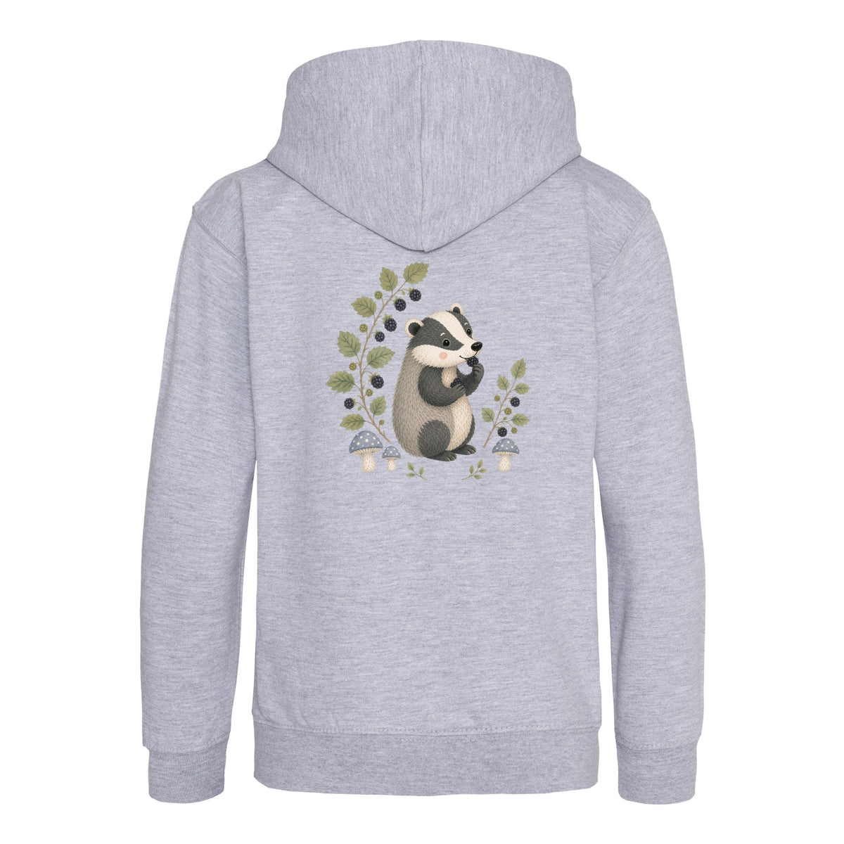 Badger's Blackberry Kids' Hoodie - Once Upon a Woodland Heather Grey colour variant image