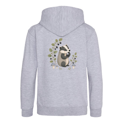 Badger's Blackberry Kids' Hoodie - Once Upon a Woodland Heather Grey colour variant image