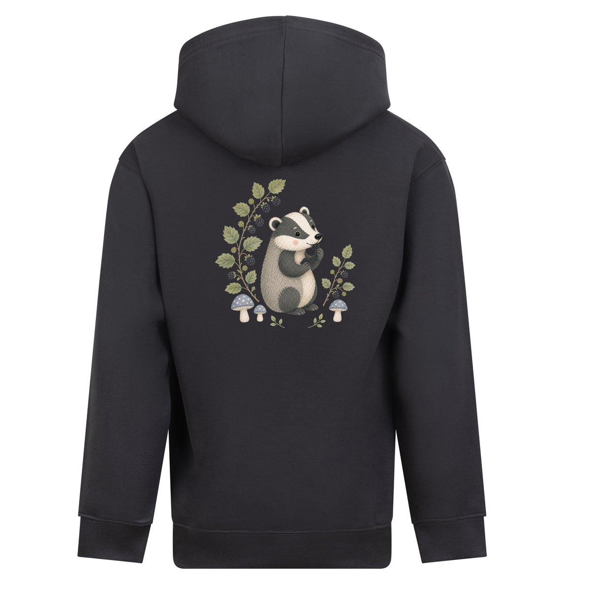 Badger's Blackberry Kids' Hoodie - Once Upon a Woodland Solid Charcoal colour variant image