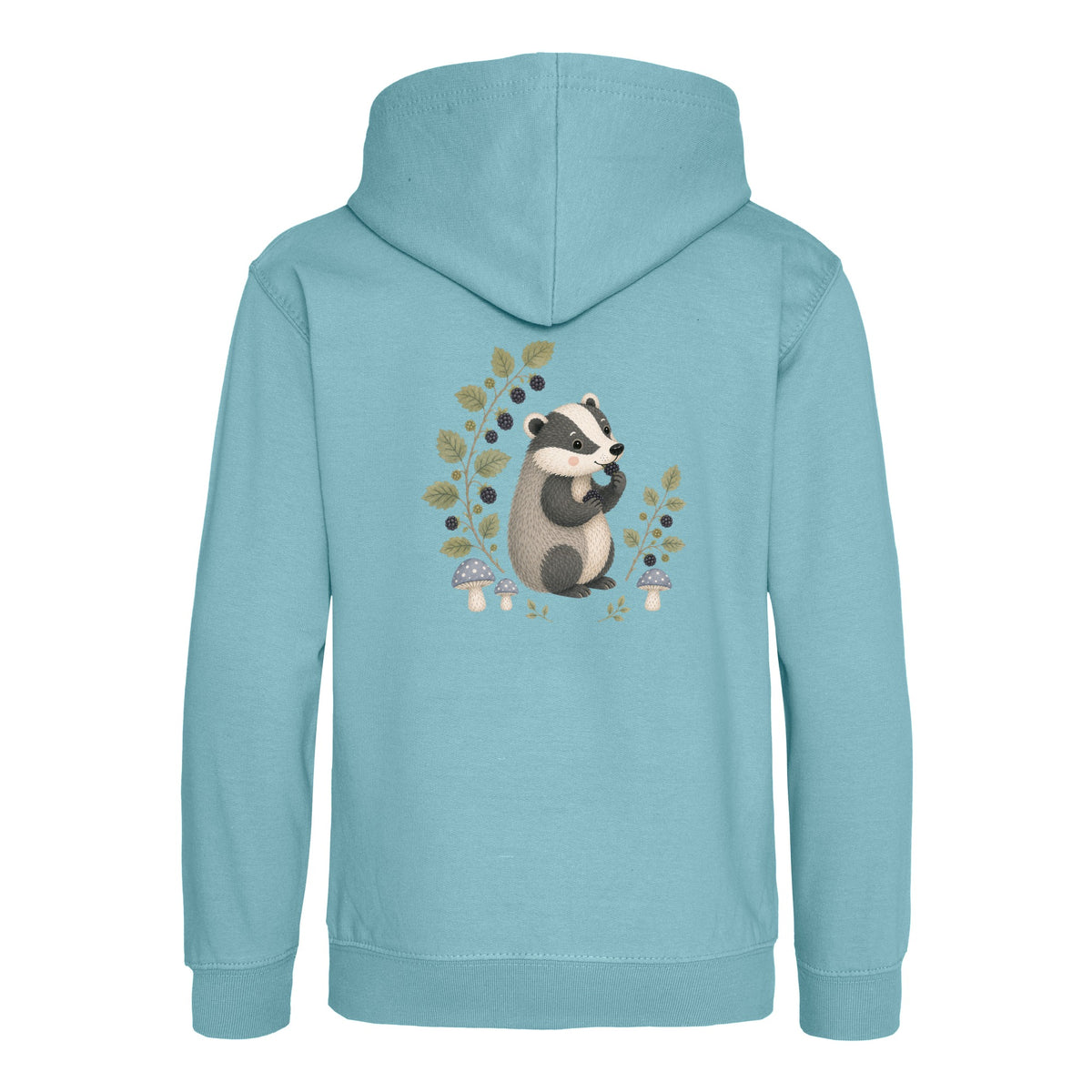 Badger's Blackberry Kids' Hoodie - Once Upon a Woodland Seafoam colour variant image