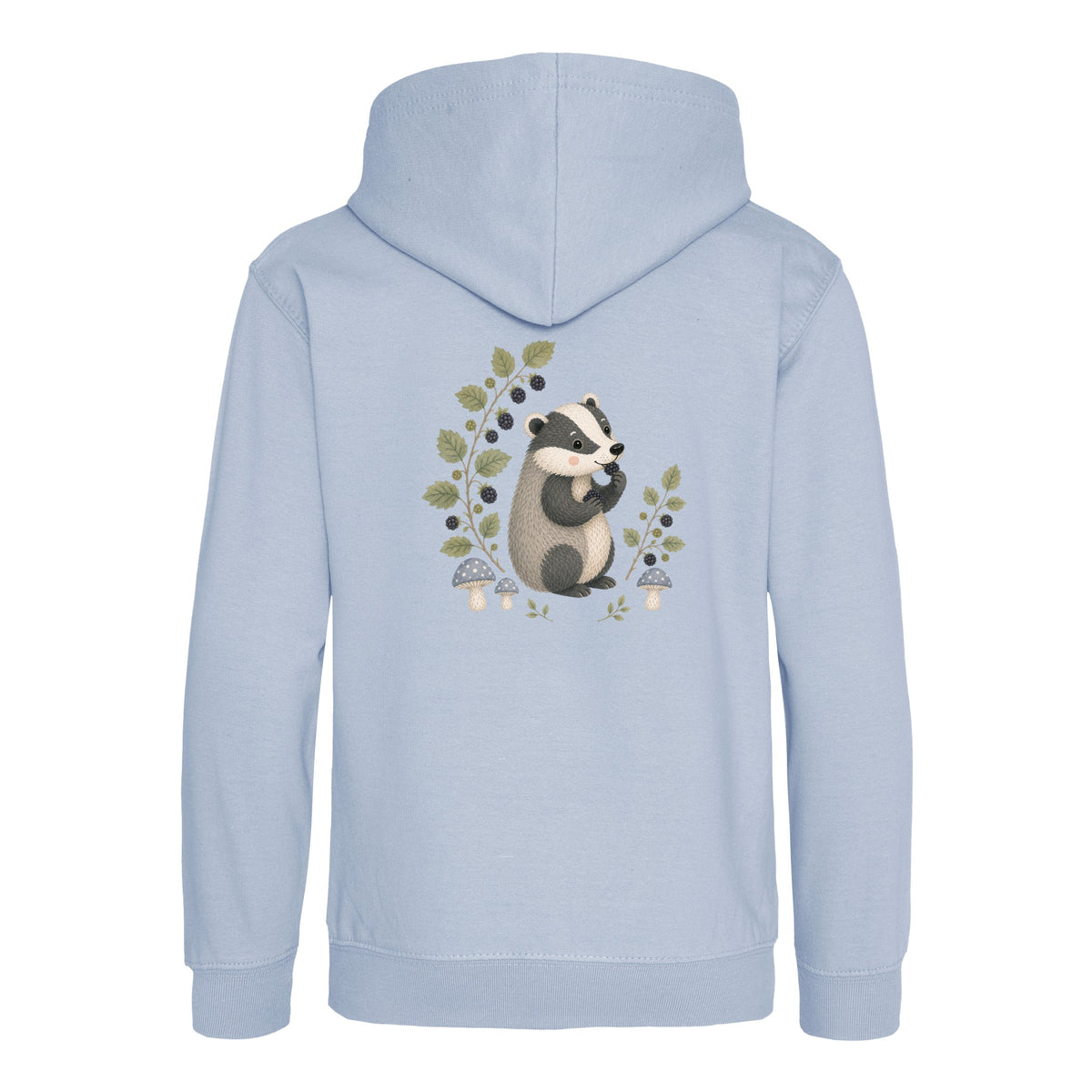 Badger's Blackberry Kids' Hoodie - Once Upon a Woodland Sky Blue colour variant image