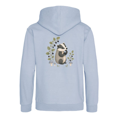 Badger's Blackberry Kids' Hoodie - Once Upon a Woodland Sky Blue colour variant image