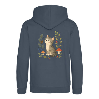 Kitten in the Pines Kids' Hoodie - Once Upon a Woodland Airforce Blue colour variant image