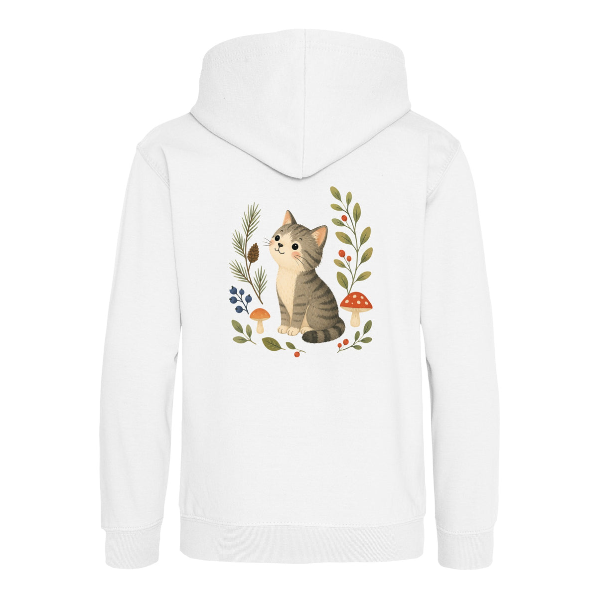 Kitten in the Pines Kids' Hoodie - Once Upon a Woodland Arctic White colour variant image
