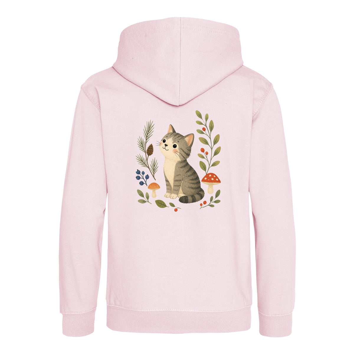 Kitten in the Pines Kids' Hoodie - Once Upon a Woodland Baby Pink colour variant image