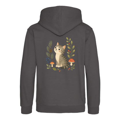 Kitten in the Pines Kids' Hoodie - Once Upon a Woodland Charcoal colour variant image