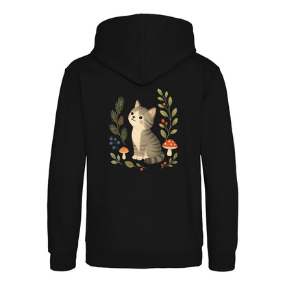 Kitten in the Pines Kids' Hoodie - Once Upon a Woodland Deep Black colour variant image