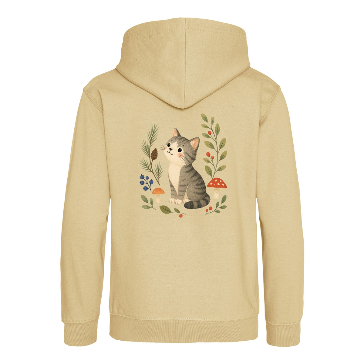 Kitten in the Pines Kids' Hoodie - Once Upon a Woodland Desert Sand colour variant image