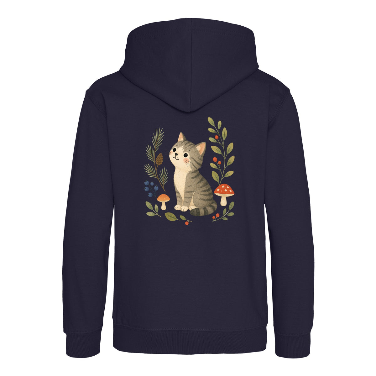 Kitten in the Pines Kids' Hoodie - Once Upon a Woodland French Navy colour variant image