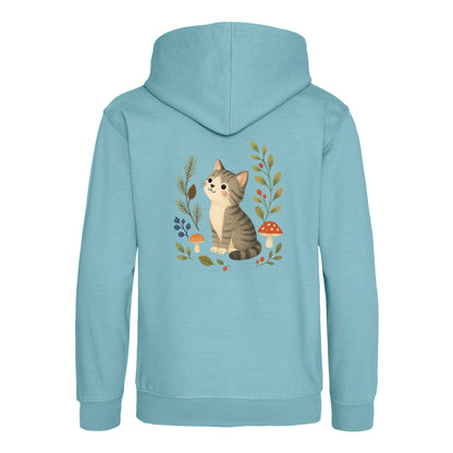 Kitten in the Pines Kids' Hoodie - Once Upon a Woodland Seafoam colour variant image