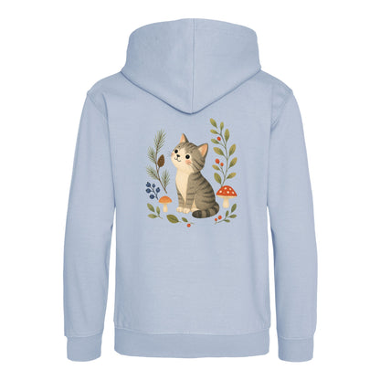 Kitten in the Pines Kids' Hoodie - Once Upon a Woodland Sky Blue colour variant image