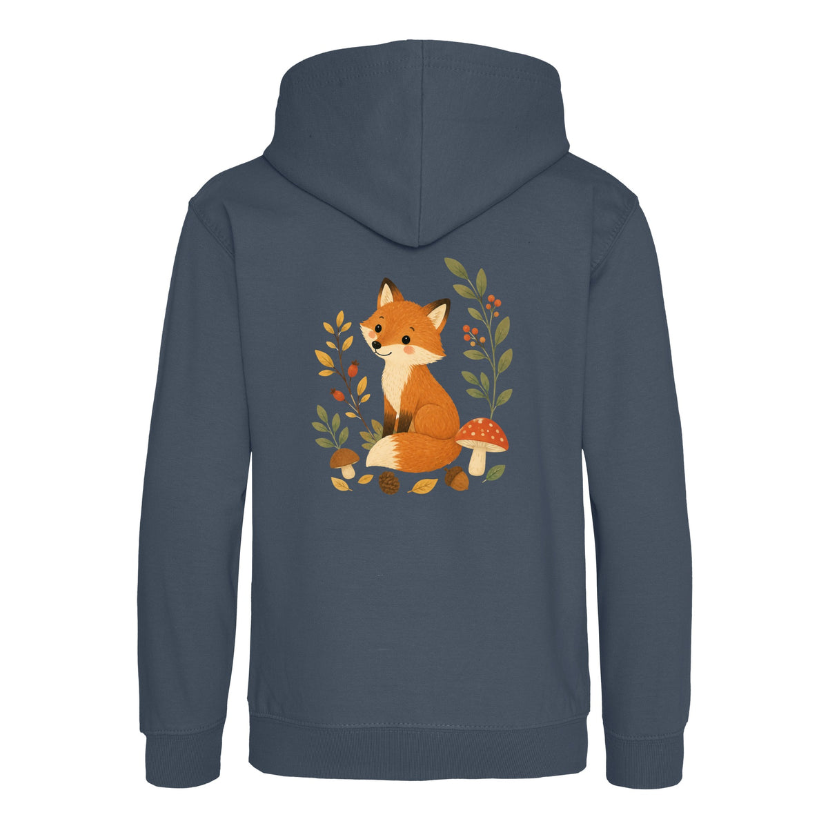 Fox Among the Toadstools Kids' Hoodie - Once Upon a Woodland Airforce Blue colour variant image