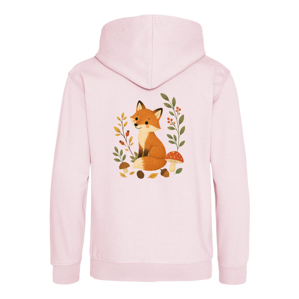 Fox Among the Toadstools Kids' Hoodie - Once Upon a Woodland Baby Pink colour variant image