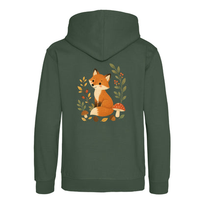 Fox Among the Toadstools Kids' Hoodie - Once Upon a Woodland Bottle Green colour variant image