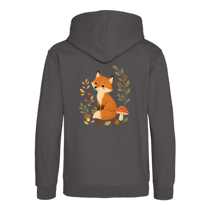 Fox Among the Toadstools Kids' Hoodie - Once Upon a Woodland Charcoal colour variant image