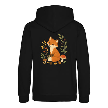 Fox Among the Toadstools Kids' Hoodie - Once Upon a Woodland Deep Black colour variant image