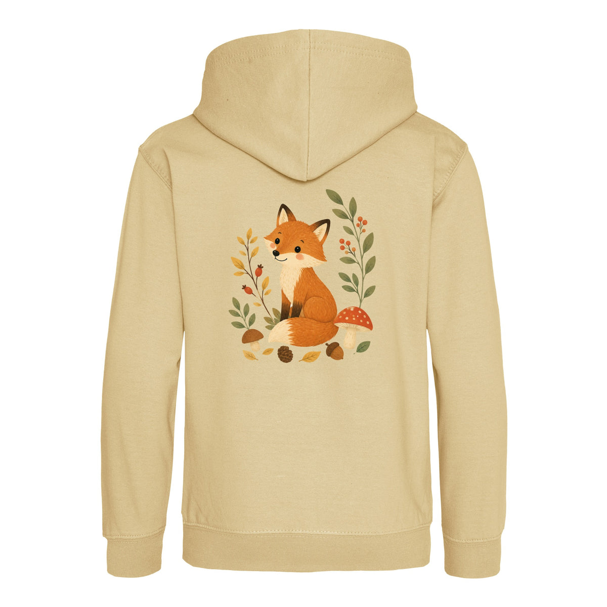 Fox Among the Toadstools Kids' Hoodie - Once Upon a Woodland Desert Sand colour variant image
