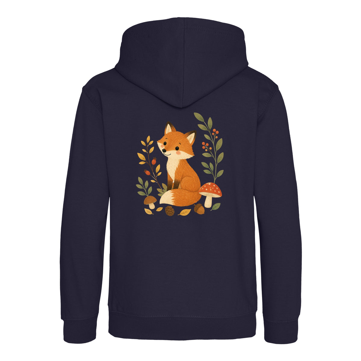 Fox Among the Toadstools Kids' Hoodie - Once Upon a Woodland French Navy colour variant image