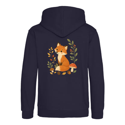 Fox Among the Toadstools Kids' Hoodie - Once Upon a Woodland French Navy colour variant image