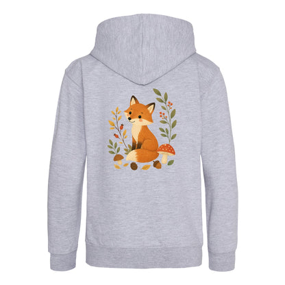 Fox Among the Toadstools Kids' Hoodie - Once Upon a Woodland Heather Grey colour variant image